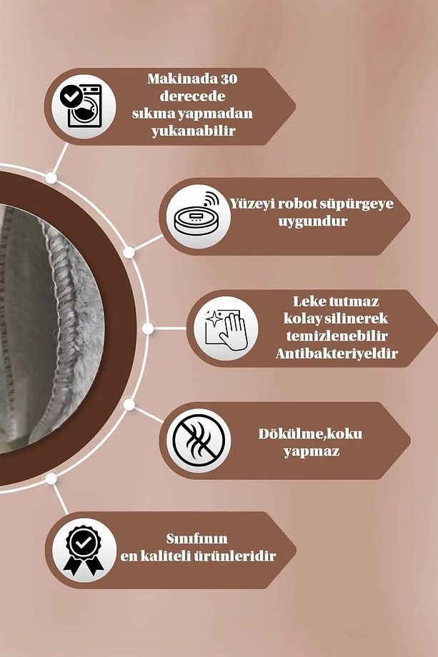 Kesme Halı Yumuşak Doku Kaymaz Taban Yolluk Süper Kalite - 3