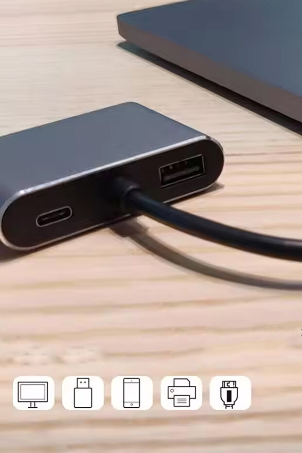 Type-C HDMI VGA USB 3.0 Dönüştürücü 4 In 1 Video Dönüştürücü Çoklu Type-C Monitör Dönüştürücü - 6