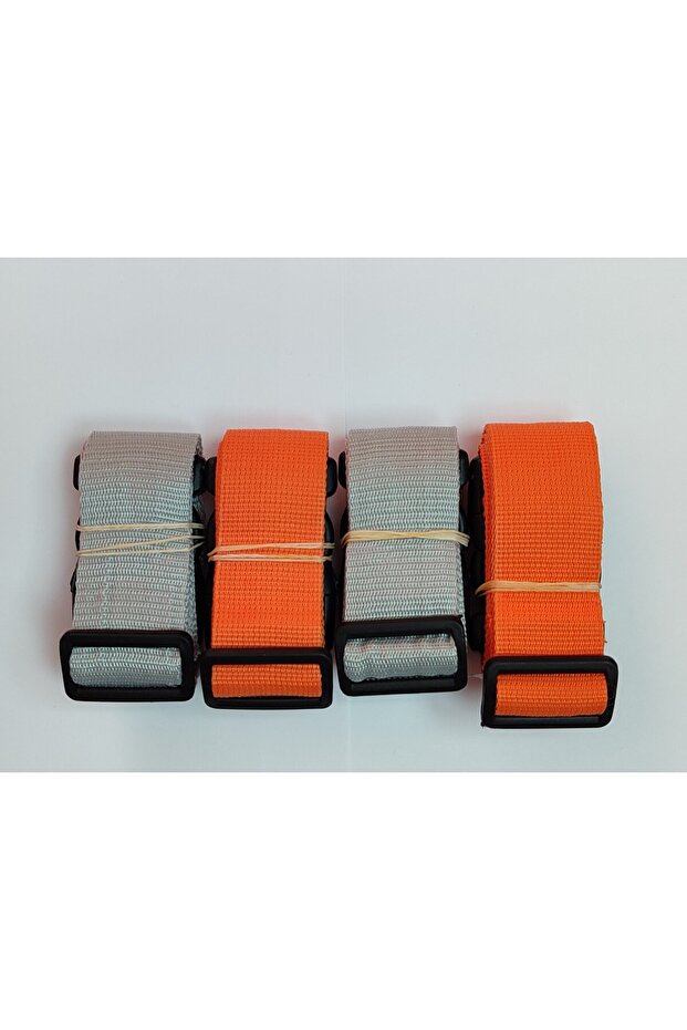 4 Pieces Gray and Orange Luggage Belt - 4 Cm Total