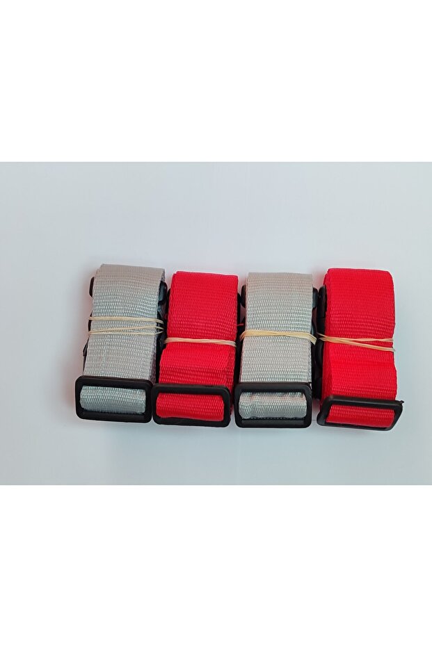Gray and Red Luggage Belt - 2 Pieces X 4 Cm Total 4 Pieces