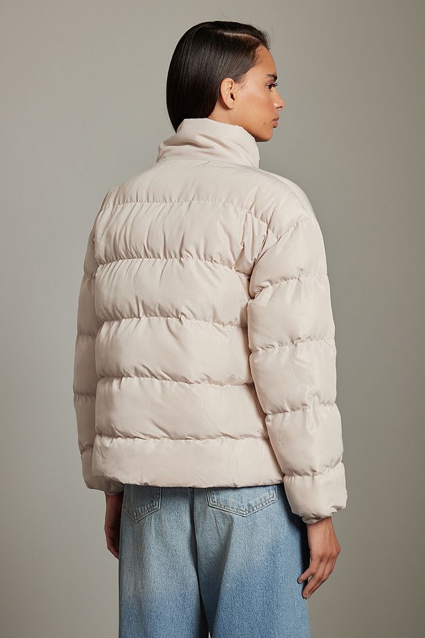 Taş Oversize Kalıp Dik Yaka Su İtici Kışlık Şişme Mont TWOAW21MO0045 - 5