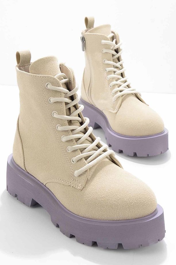Bej Lila Süet Kadın Bot & Bootie K02678020302 - 2