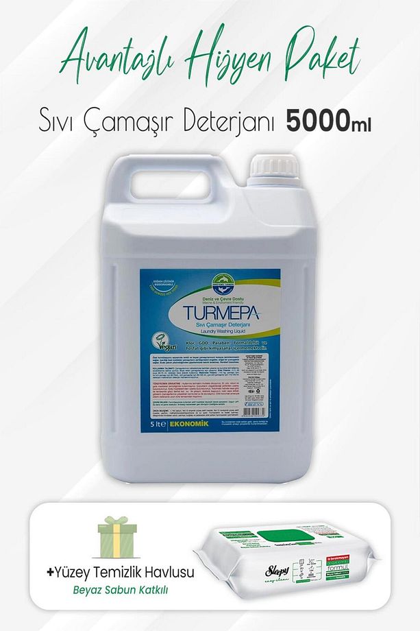 Sıvı Çamaşır Deterjanı 5 Litre Ve Easy Clean Yüzey Temizlik 100' Lü0 - 1
