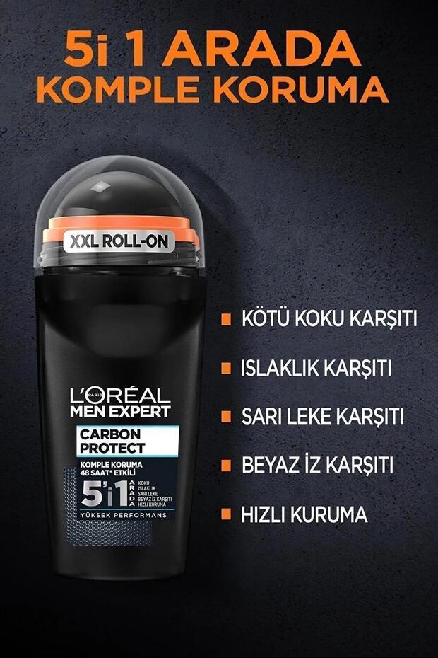 3 Adet Loreal Paris Men Expert Carbon Protect Erkek Roll On 50 ml ve ROSIE - 2