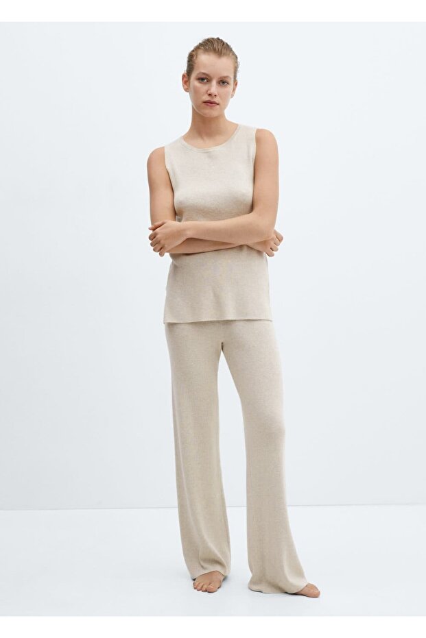 Pamuklu Keten Triko Bluz - 2