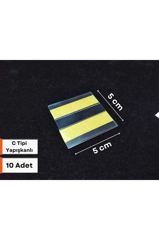 10 Ad C Tipi Yapışkanlı Etiketlik isimlik 5x5 cm Dolap Kapak Peçetelik Karekod Raf Etiketi - 1