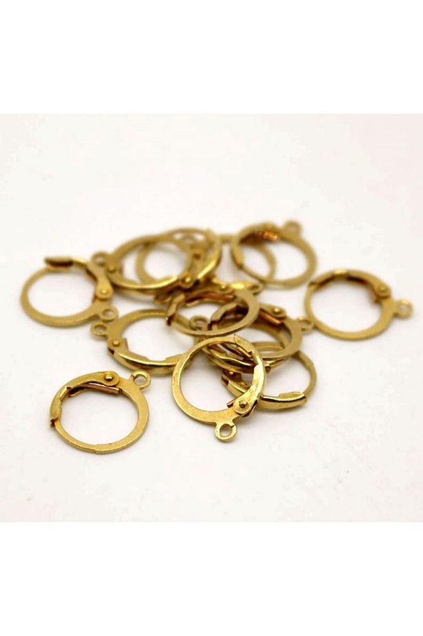 20 Adet - 12 mm Küpe Kancası, Küpe Klipsi, Küpe Aparatı, Yaylı Küpe Klipsi, Kanca Küpe Sarı Kaplama - 1