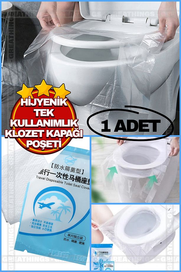Klozet Kapak Örtüsü Pratik Kullanımlı Hijyenik Kullan-At Klozet Kapağı Poşeti 1 Adet - 1