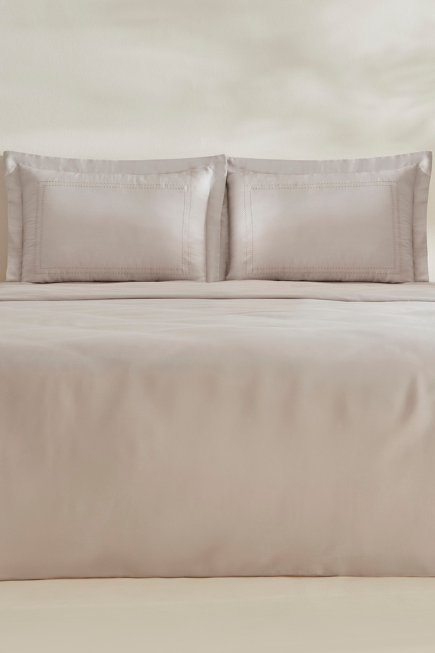 Felves 100% Cotton King Size Duvet Cover Set Light Gray