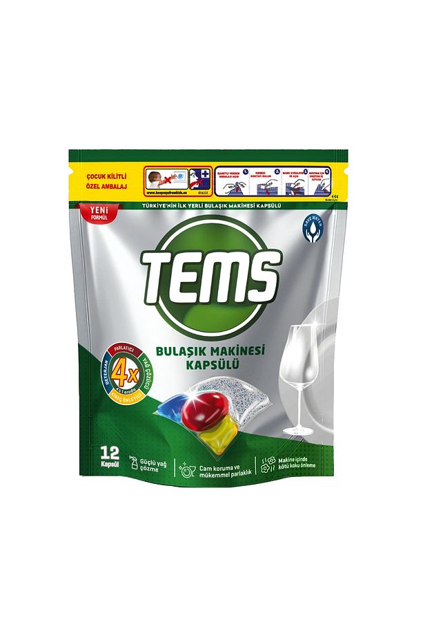 4 Etkili Bulaşık Makinesi Kapsül Deterjanı 12 Adet YERLİ ve MİLLİ ÜRETİM - 1