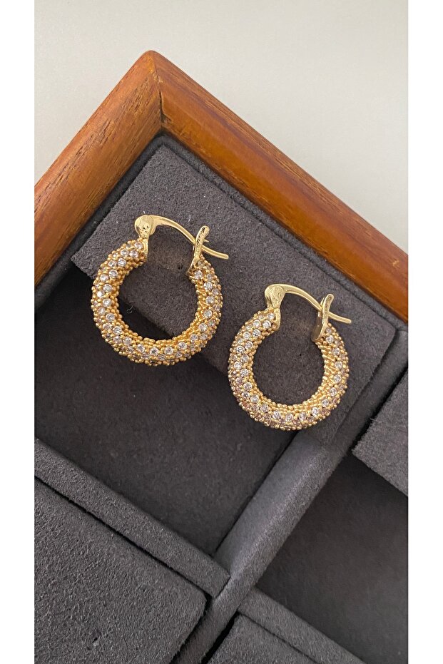 Taşlı halka küpe - 1