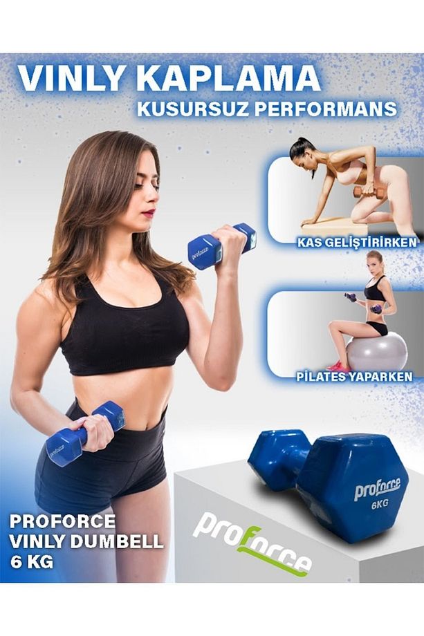 Vdb Dışı Vinil Kaplı Içi Çelik Döküm Ağırlık Dambıl 6 Kg -tek Adet - 1