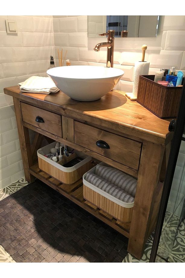 Masif Ahşap Dresuar Banyo Dolabı - 6