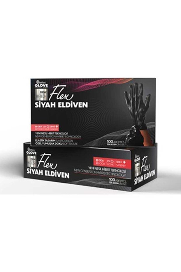 Flex Siyah Eldiven Small S Latex Içermez - 1