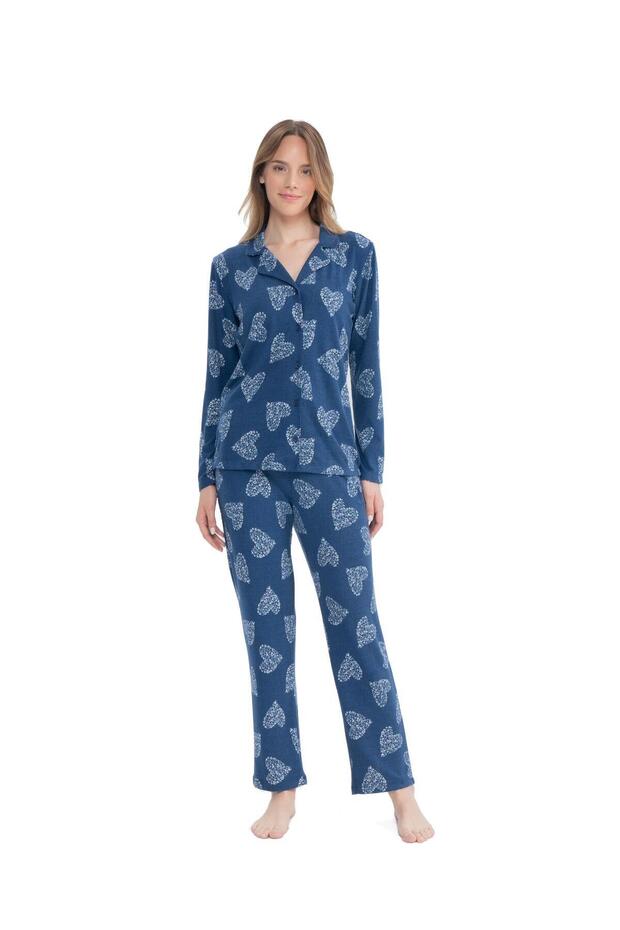 Us Polo Assn. Women's Navy Blue Padded Pajama Set