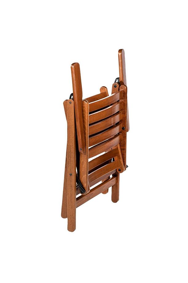 Antalya Ahşap Bahçe Balkon Takımı: 70 Cm Yuvarlak Masa + 2 Minderli Sandalye | Katlanır Set - 3