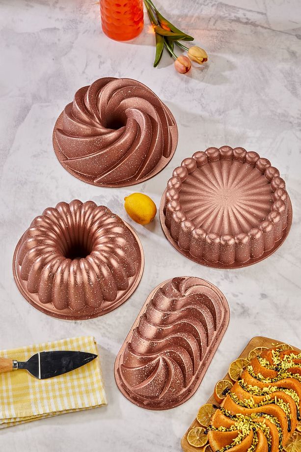 Granit Döküm Kek Kalıbı Seti 4 Farklı Model Kek Kalıbı Çeyiz Seti Tart Turta Seti - 5