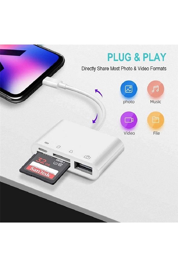 Lightning To Usb Lightning Micro Sd Tf Kart Okuyucu Çevirici Dönüştürücü Adaptör - 2