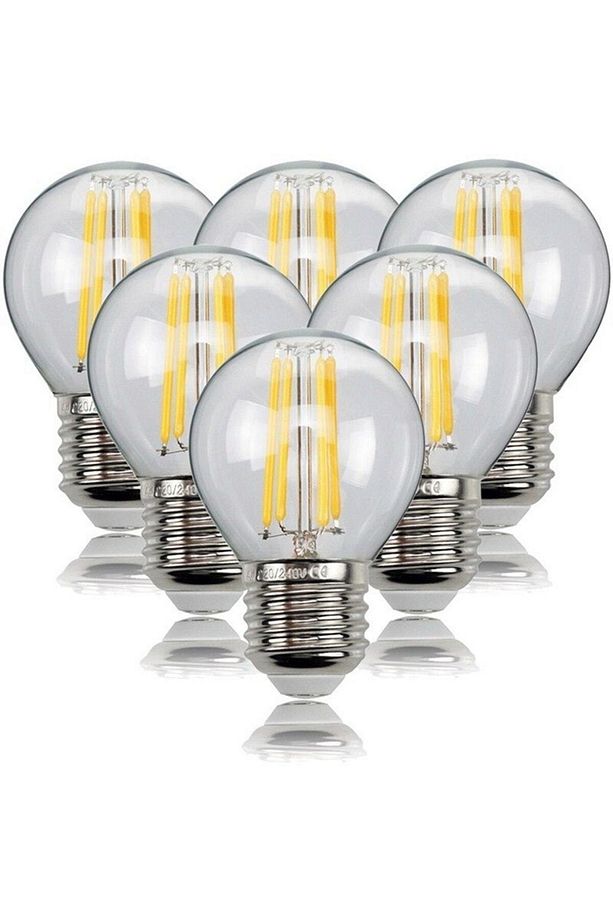 6 Watt Mini Top Ampul Led Filament G45 Şeffaf Cam Rustik Ampul E27 Duy 3000k Gün Işığı 6 Adet - 1