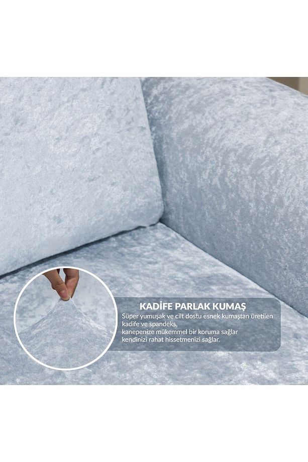 Kadife 3 kişilik koltuk örtüsü Lastikli Kanepe Örtüsü | Lastikli Koltuk Örtüsü | Koltuk Kılıfı - 3