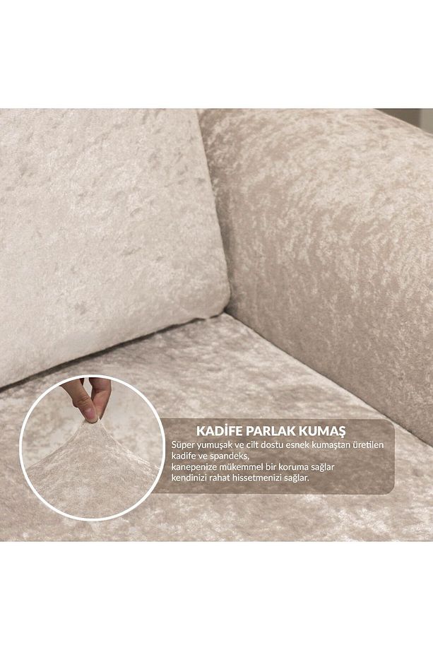 Kadife 3 kişilik koltuk örtüsü Lastikli Kanepe Örtüsü | Lastikli Koltuk Örtüsü | Koltuk Kılıfı - 3