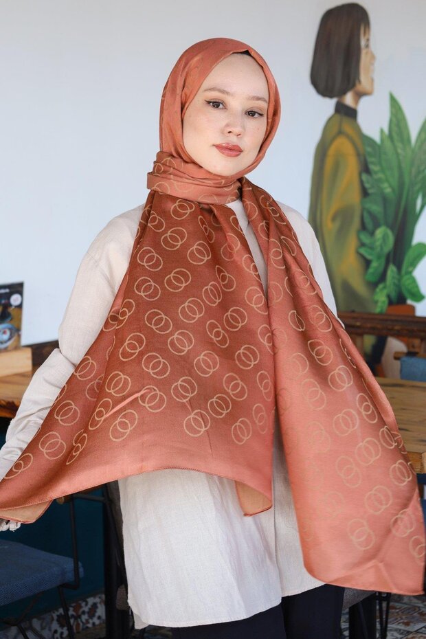 شال منقوش بحلقة جاكار قطنية - 2