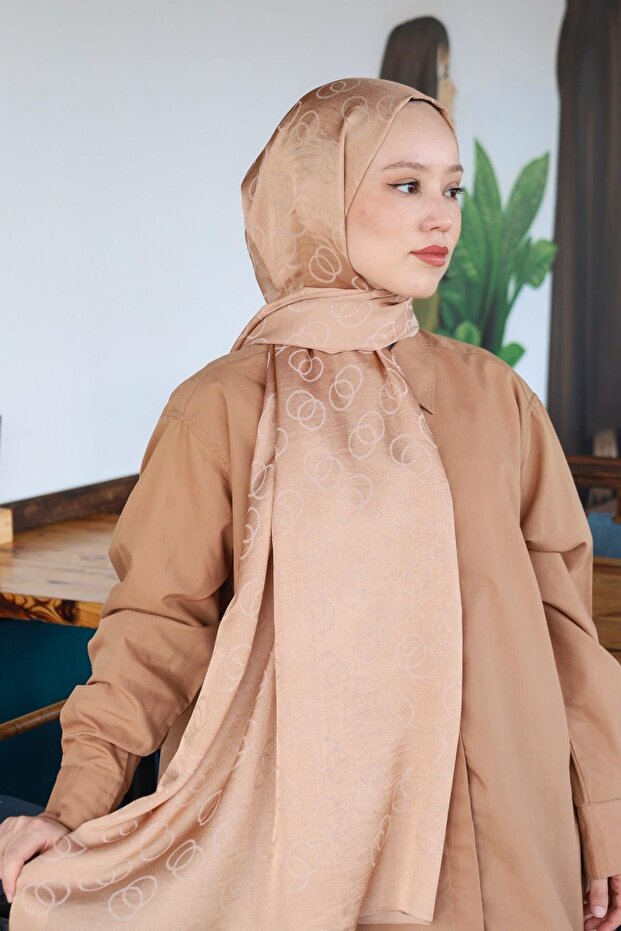 شال منقوش بحلقة جاكار قطنية - 1