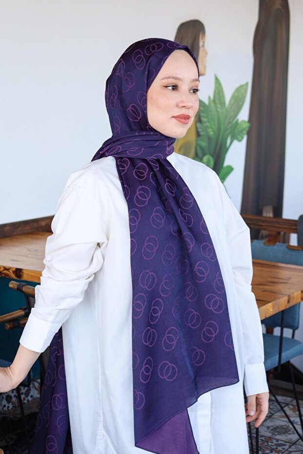 شال منقوش بحلقة جاكار قطنية - 2