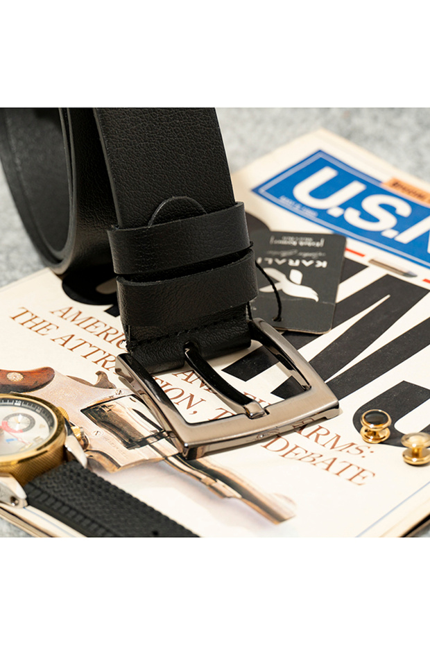 100% Genuine Leather Blue Fabric Trouser Belt 3.5cm