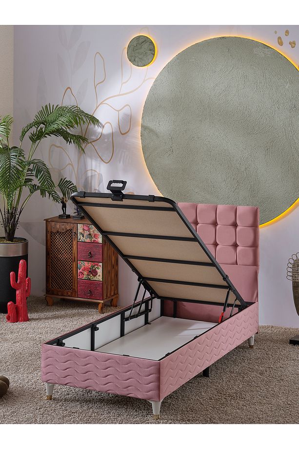 Bengü 90x190 Tek Kişilik (BAZA BAŞLIK) 2 Li Set (BABYFACE PEMBE) - 2