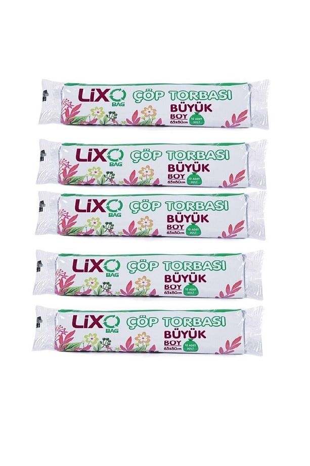 Büyük Boy Çöp Poşeti 5 Paket * 10 Lu Rulo =50 Adet 65*80 Cm Mavi - 1