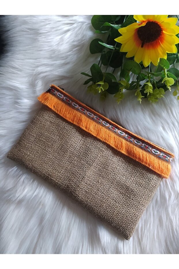 Straw Bag Portfolio Bag Beach Bag Jute Fabric Natural Model Lined with Snap Fasteners