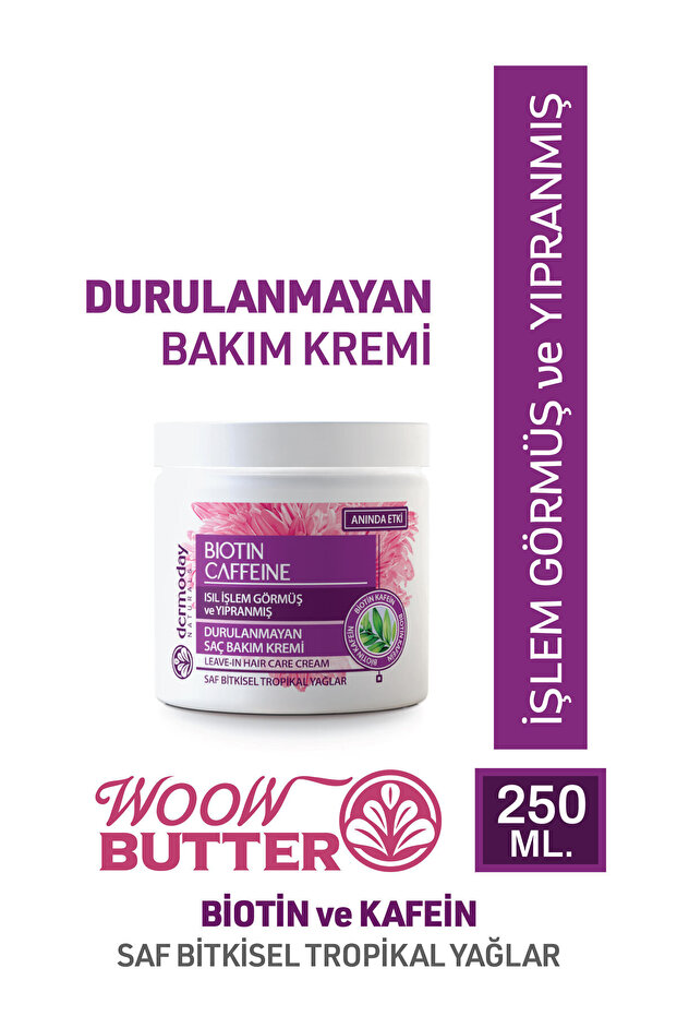 Woow Butter Biotin-caffein Leave-in Hair Care Cream 250 ml Processed Hair