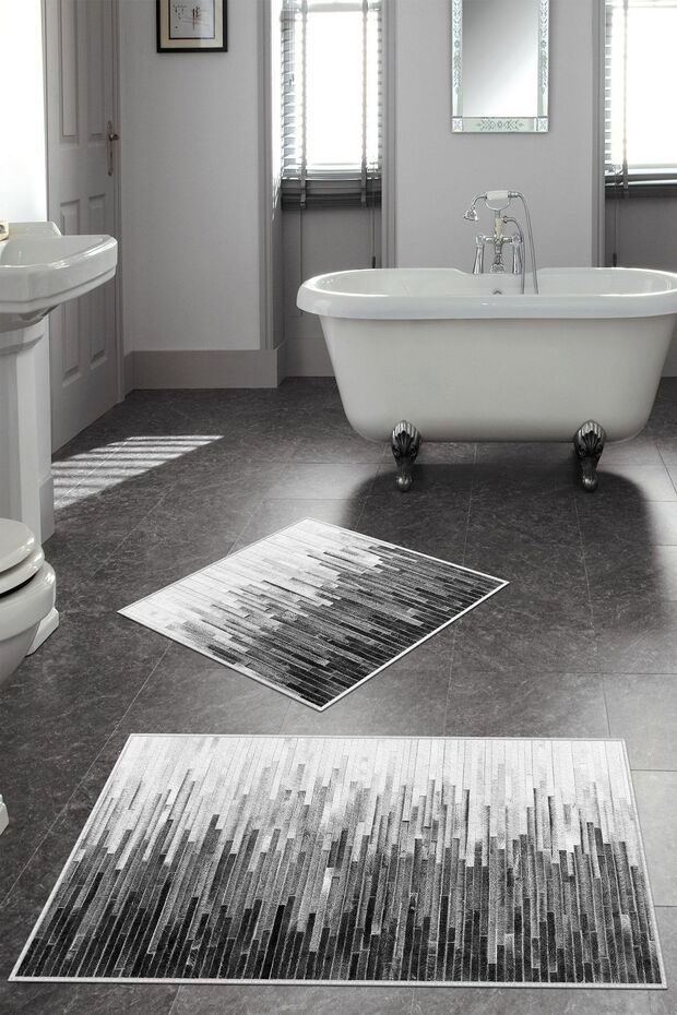 Non-Slip Base Washable Set of 2 Bath Mat Bath Mat Set Toilet Bowl Set