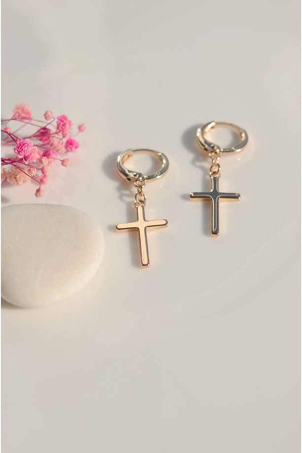 Cross Küpe Haç Sallantılı Küpe - 4