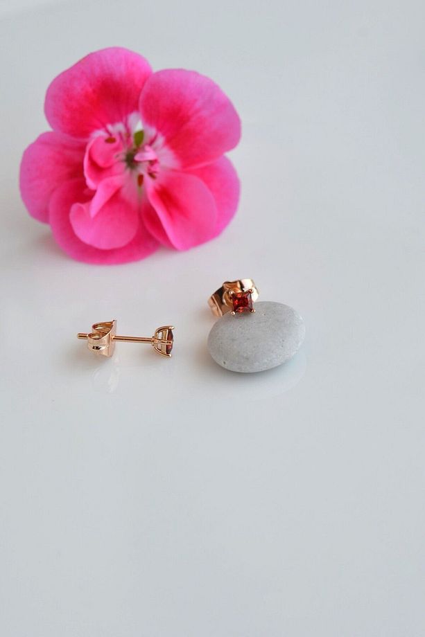 3 mm Renkli Tektaş Küpe - 1