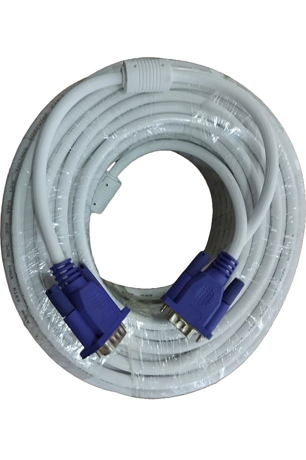 30 Metre Vga Kablosu Ekran Lcd Monitör Projeksiyon Bağlantı Kablosu - Çift Filtreli - 30 Metre - 1