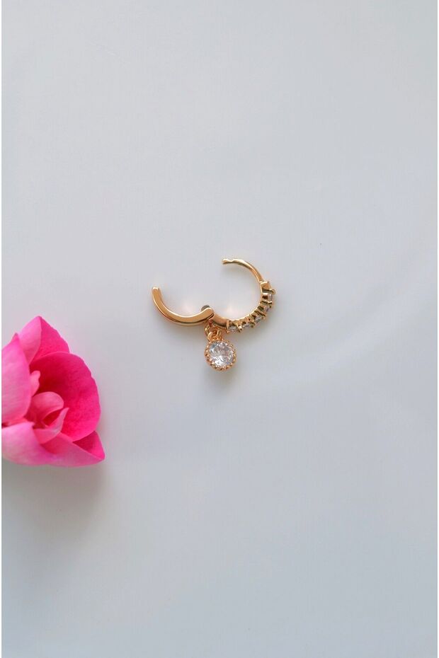 Tektaş Sallantılı Helix Küpesi Mini Taşlı Küpe Piercing Tek Adet - 4