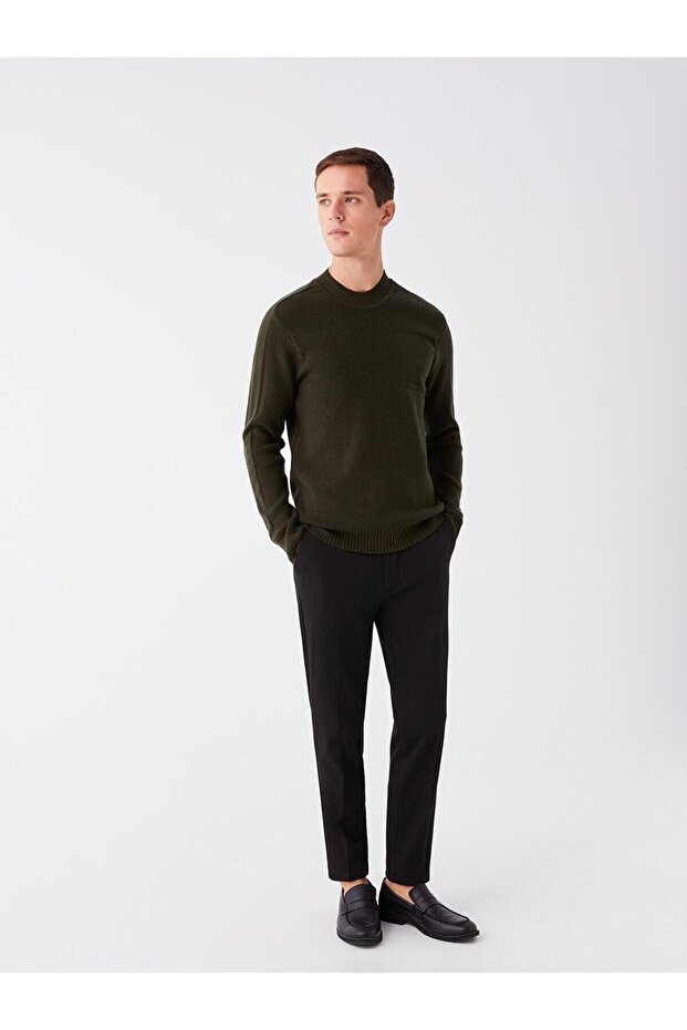 LCW Vision Hakı Yarım Balıkçı Yaka Uzun Kollu Erkek Triko Kazak - 3