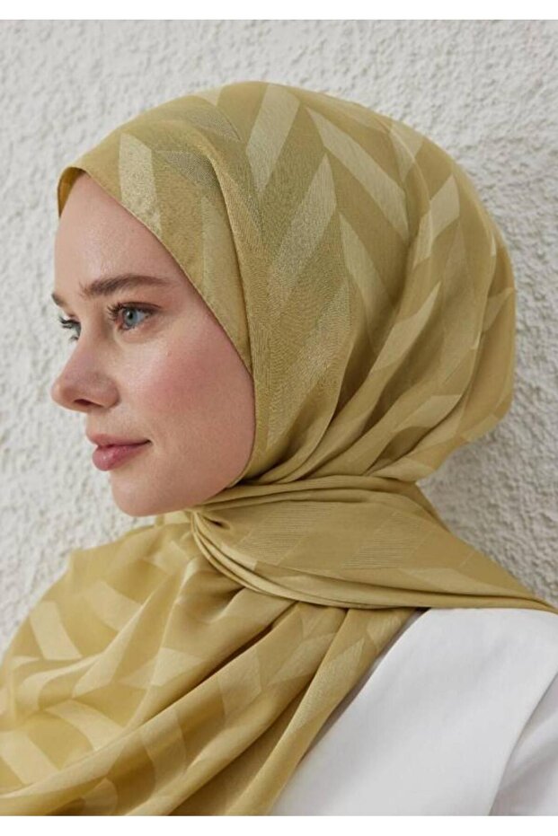 شال جاكار منقوش بنقشة متعرجة - ورق ديفني - 3