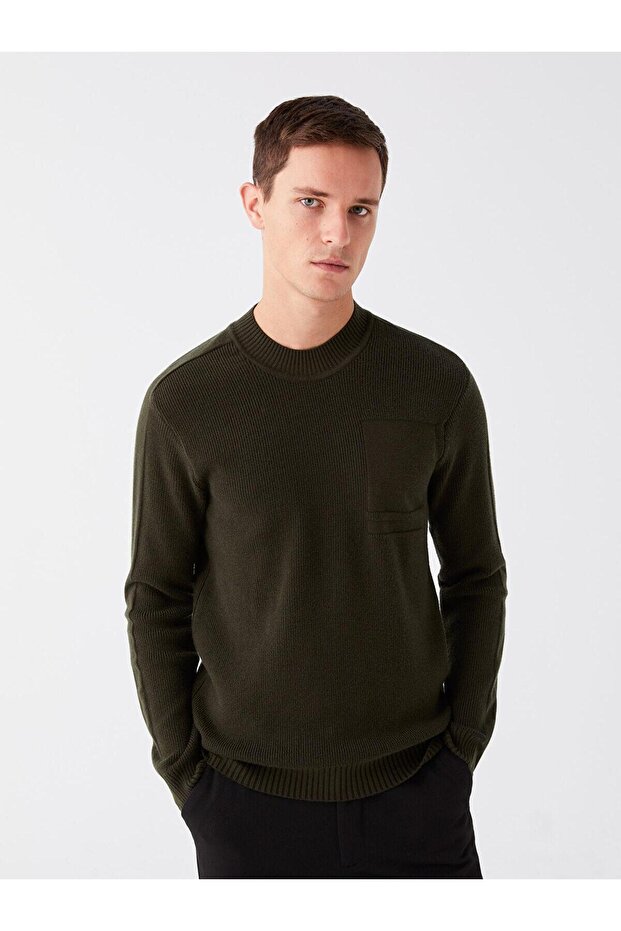 LCW Vision Hakı Yarım Balıkçı Yaka Uzun Kollu Erkek Triko Kazak - 2