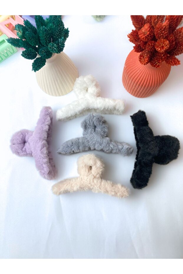 Women's Xl 5-Piece Large Size Plush Furry Elegant Winter Peg Plush Buckle