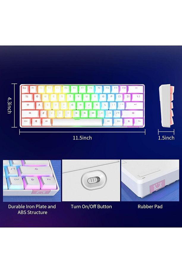STK61 Brown Switch Pudding Keycap Kablolu & Bluetooth Çift Mod Mekanik Klavye - 5