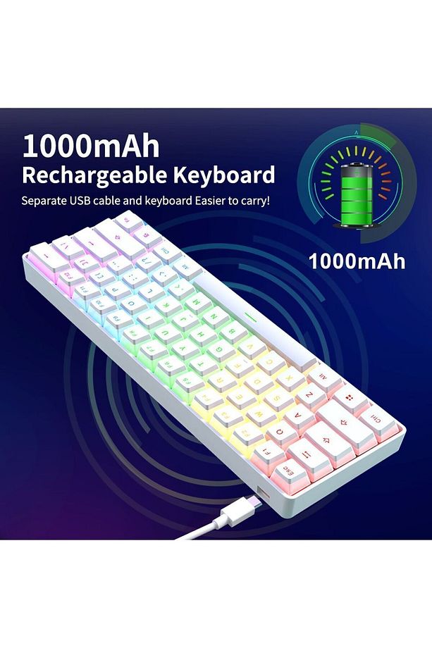 STK61 Brown Switch Pudding Keycap Kablolu & Bluetooth Çift Mod Mekanik Klavye - 2