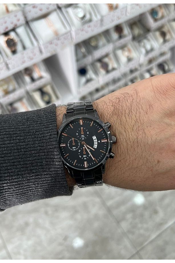Erkek Takvimli Siyah Renk Analog Kol Saati - 1
