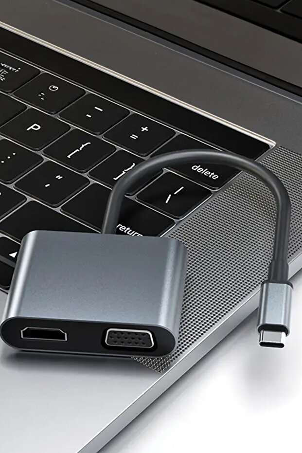 Type-C HDMI VGA USB 3.0 Dönüştürücü 4 In 1 Video Dönüştürücü Çoklu Type-C Monitör Dönüştürücü - 5