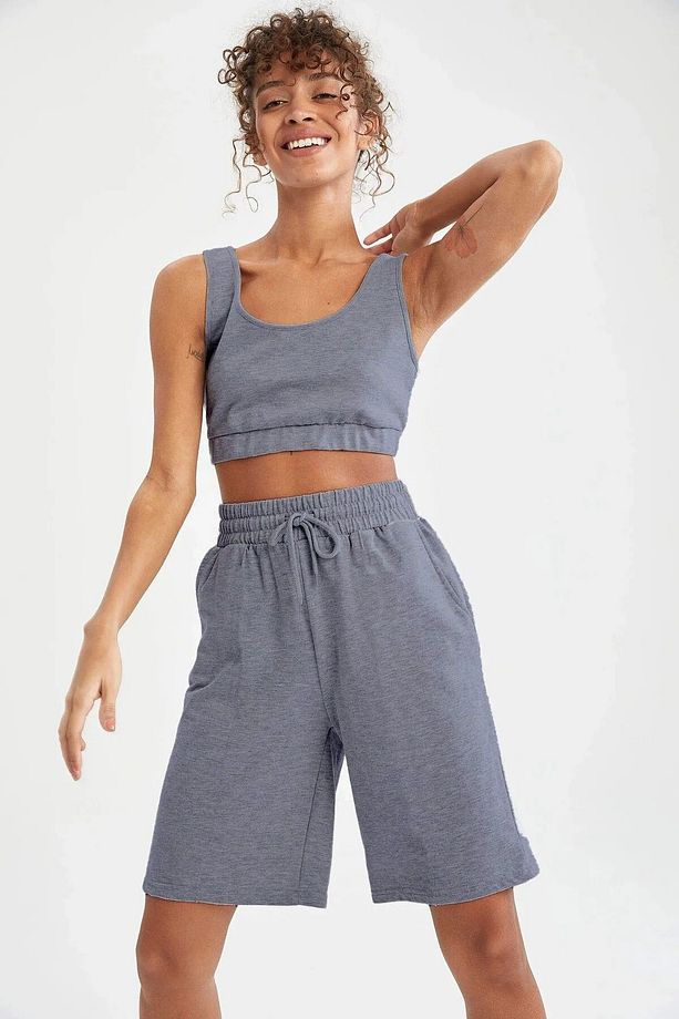 Füme Oversize Unisex Spor Şort - 2