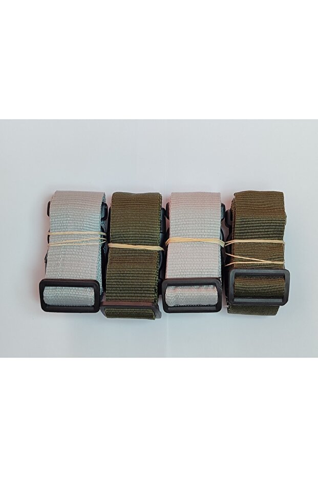 2 Pieces Gray 2 Pieces Khaki Green Luggage Belts 4 cm Total 4 Pieces