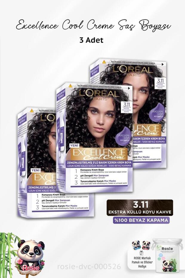 Excellence Cool Creme Saç Boyası 3.11 Ekstra Küllü Koyu Kahve - 1
