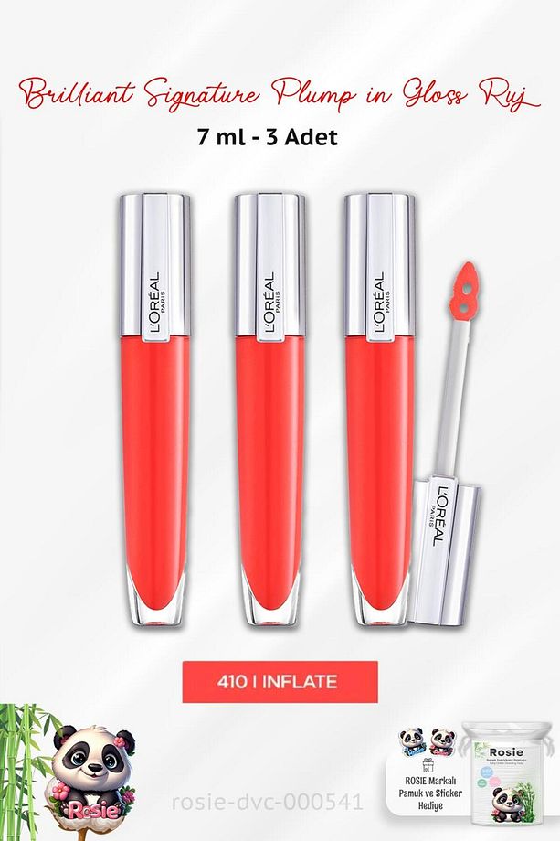 3 Adet Brilliant Signature Plump In Gloss Ruj 410 Inflate Ve Rosıe - 1